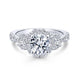 Gabriel & Co. 14k White Gold Entwined Three Stones Halo Engagement Ring