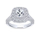 Gabriel & Co. 14k White Gold Rosette Double Halo Engagement Ring