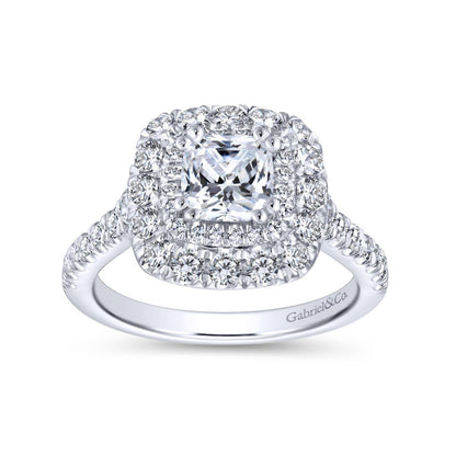 Gabriel & Co. 14k White Gold Rosette Halo Engagement Ring