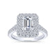 Gabriel & Co. 14k White Gold Rosette Double Halo Engagement Ring