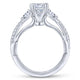 Gabriel & Co. 14k White Gold Contemporary Three Stones Engagement Ring