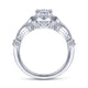 Gabriel & Co. 14k White Gold Victorian Halo Engagement Ring