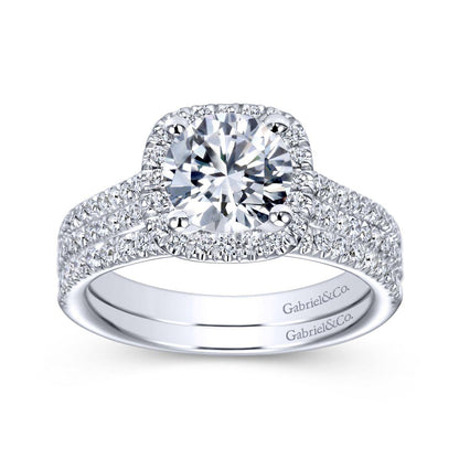 Gabriel & Co. 14k White Gold Contemporary Halo Engagement Ring