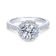 Gabriel & Co. 14k White Gold Victorian Halo Engagement Ring