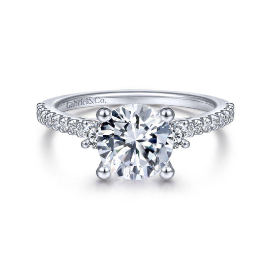 Gabriel & Co. 14k White Gold Contemporary Three Stones Engagement Ring