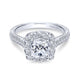 Gabriel & Co. 14k White Gold Victorian Halo Engagement Ring