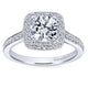 Gabriel & Co. 14k White Gold Victorian Halo Engagement Ring