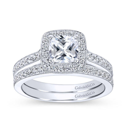 Gabriel & Co. 14k White Gold Victorian Halo Engagement Ring