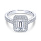 Gabriel & Co. 14k White Gold Victorian Halo Engagement Ring