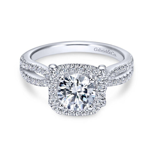 Gabriel & Co. 14k White Gold Contemporary Halo Engagement Ring