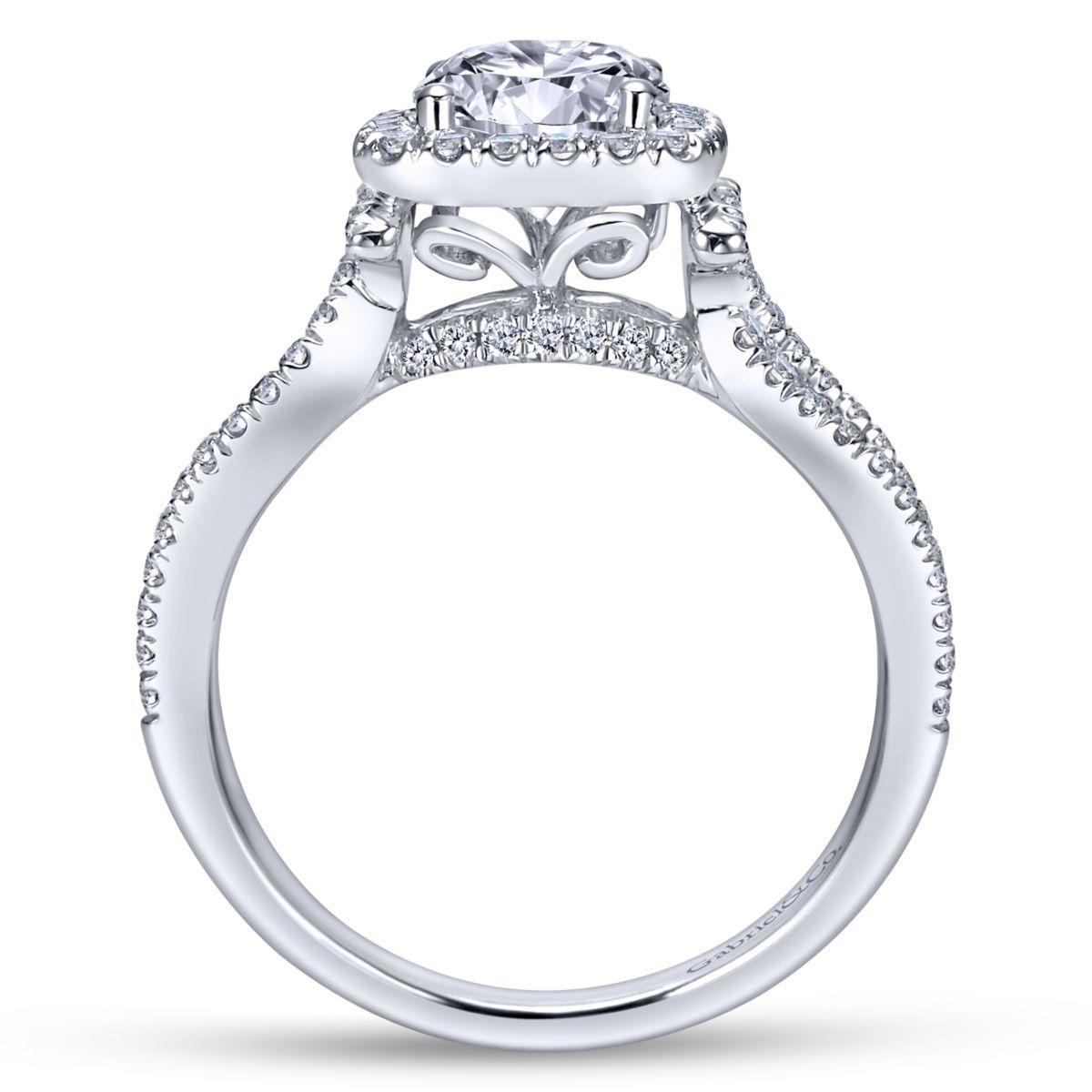 Gabriel & Co. 14k White Gold Contemporary Halo Engagement Ring