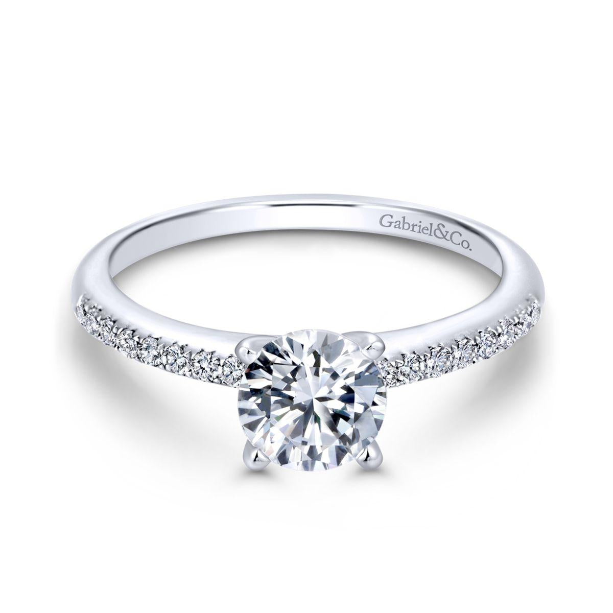 Gabriel & Co. 14k White Gold Contemporary Straight Engagement Ring