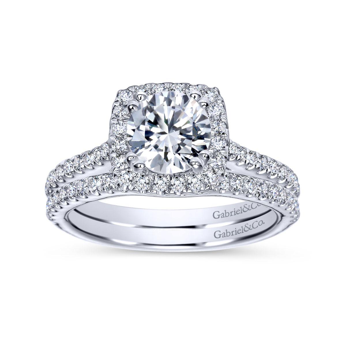 Gabriel & Co. 14k White Gold Contemporary Halo Engagement Ring