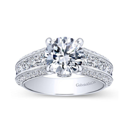 Gabriel & Co. 18k White Gold Victorian Straight Engagement Ring