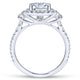 Gabriel & Co. 14k White Gold Contemporary Three Stones Halo Engagement Ring