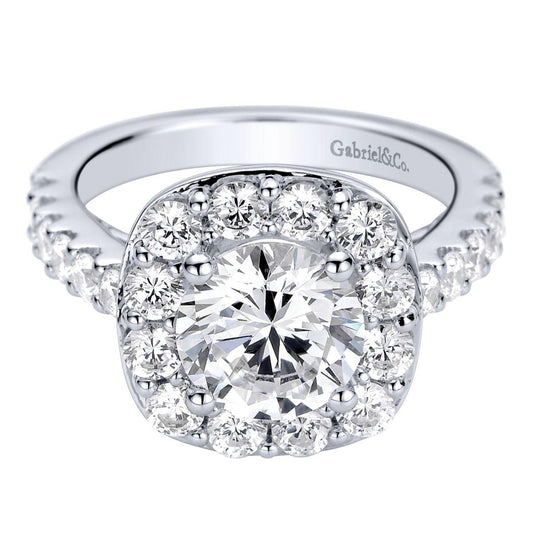 Gabriel & Co. 14k White Gold Contemporary Halo Engagement Ring