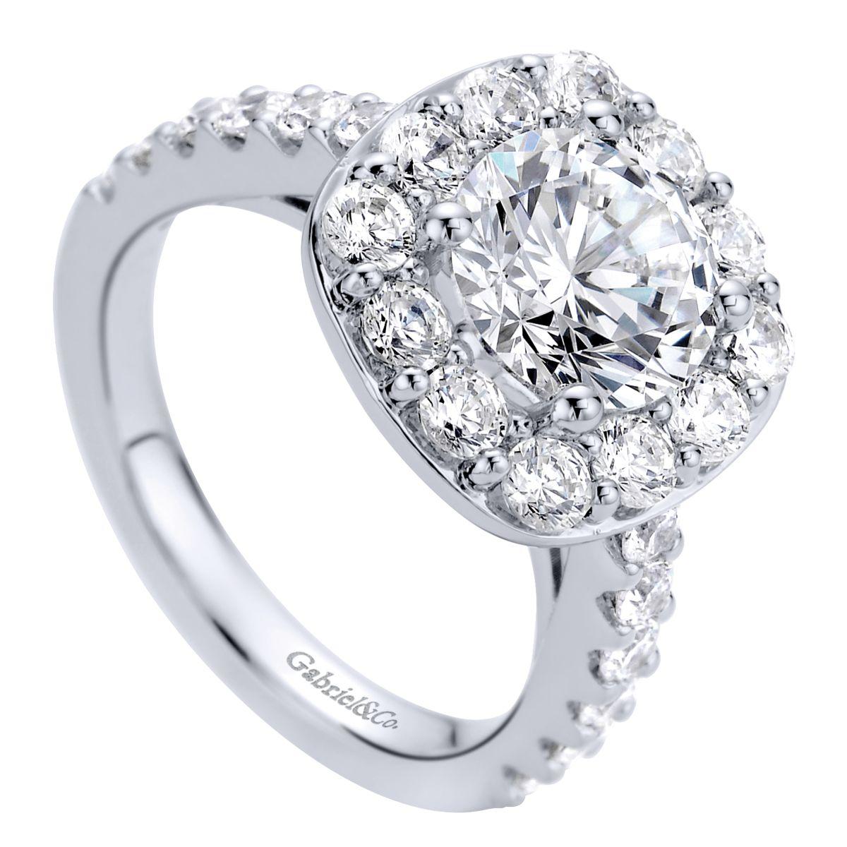 Gabriel & Co. 14k White Gold Contemporary Halo Engagement Ring