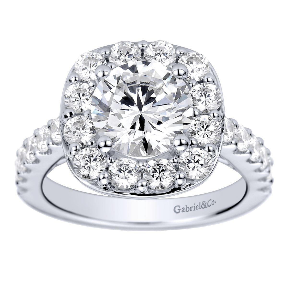 Gabriel & Co. 14k White Gold Contemporary Halo Engagement Ring