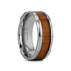 KOAN Titanium Polished Finish Koa Wood Inlaid Men's Wedding Ring with Beveled Edges - 6mm & 8mm