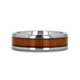 KOAN Titanium Polished Finish Koa Wood Inlaid Men's Wedding Ring with Beveled Edges - 6mm & 8mm
