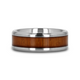 KOAN Titanium Polished Finish Koa Wood Inlaid Men's Wedding Ring with Beveled Edges - 6mm & 8mm