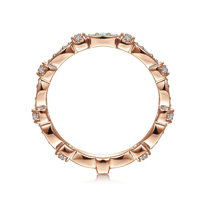 14K Rose Gold Geometric Stackable Diamond Ring