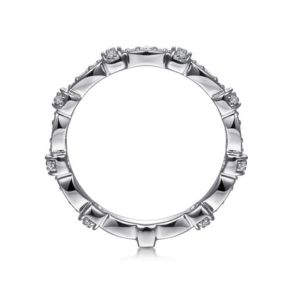 14K White Gold Geometric Stackable Diamond Ring