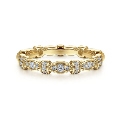 14K Yellow Gold Geometric Stackable Diamond Ring