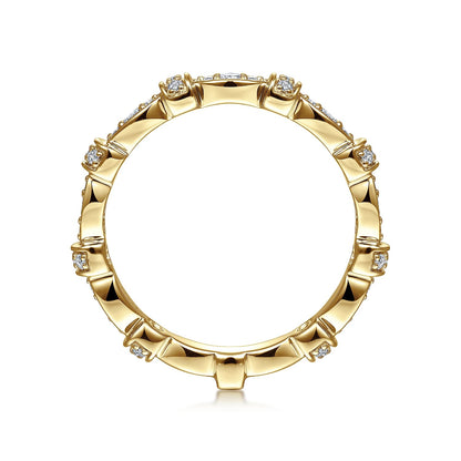 14K Yellow Gold Geometric Stackable Diamond Ring