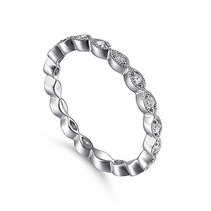 Gabriel & Co. LR4794W45JJ 14K White Gold Marquise Station Diamond Stackable Ring