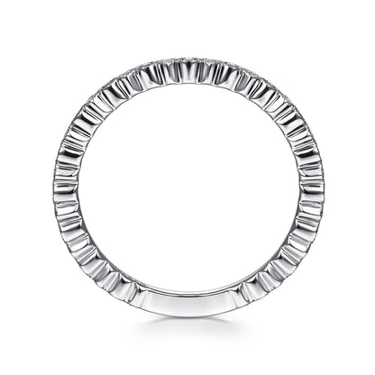 14K White Gold Scalloped Stackable Diamond Band Ring