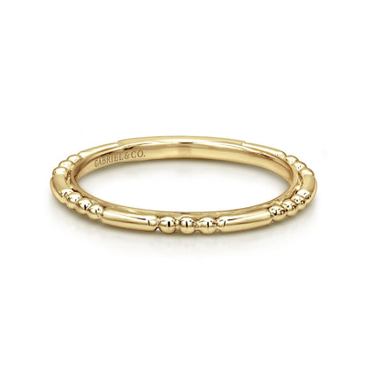 14K Yellow Gold Ball and Bar Station Stackable Ring