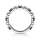 Gabriel & Co. LR4928W45AM 14K White Gold Alternating Amethyst and Diamond Station Ring
