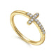 Gabriel & Co. LR50221Y45JJ 14K Yellow Gold Sideways Diamond Cross Ring