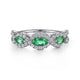 Gabriel & Co. LR50257W45EA 14K White Gold Twisted Diamond Rows and Emerald Marquise Stones Ring