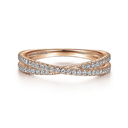 Gabriel & Co. LR51169K45JJ 14K Rose Gold Criss Cross Diamond Stackable Ring