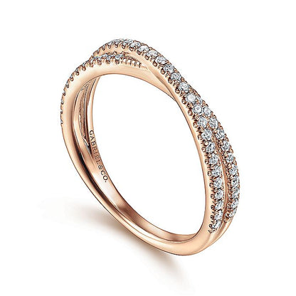 Gabriel & Co. LR51169K45JJ 14K Rose Gold Criss Cross Diamond Stackable Ring