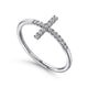 Gabriel & Co. LR51170W45JJ 14K White Gold Sideways Cross Diamond Ring