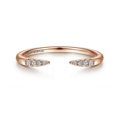 Gabriel & Co. LR51177K45JJ 14K Rose Gold Open Diamond Tipped Stackable Ring