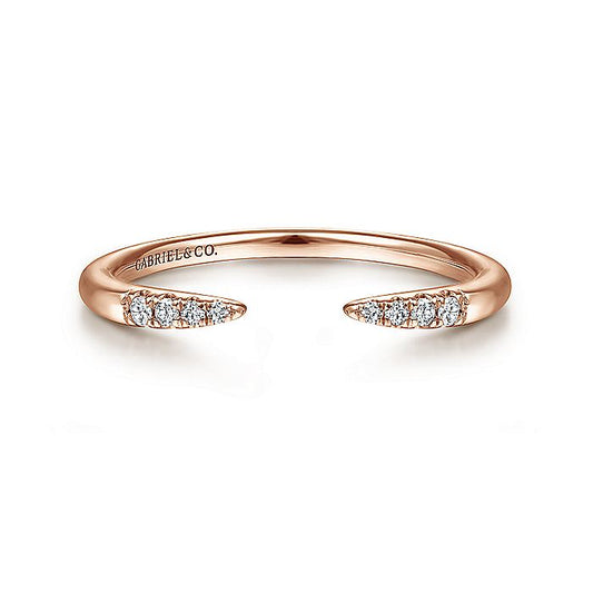 Gabriel & Co. LR51177K45JJ 14K Rose Gold Open Diamond Tipped Stackable Ring