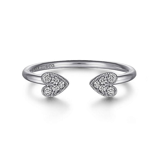 Gabriel & Co. LR51261W45JJ Split 14K White Gold Pavé Diamond Heart Ring