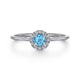 Gabriel & Co. LR51264W45BT 14K White Gold Blue Topaz and Diamond Halo Promise Ring