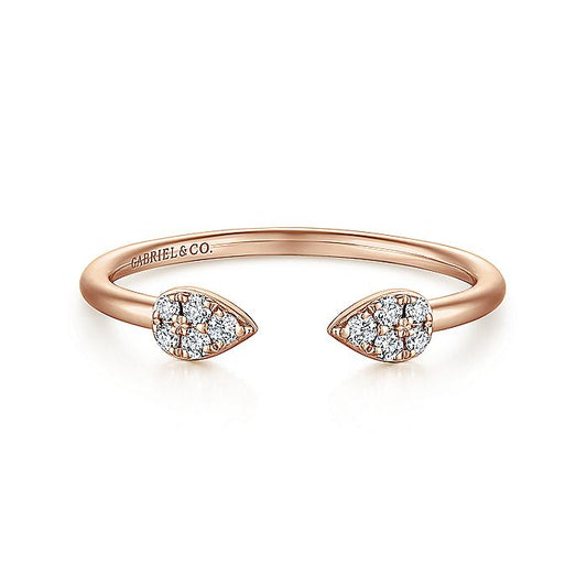 Gabriel & Co. LR51283K45JJ 14K Rose Gold Teardrop Pavé Diamond Cluster Split Ring