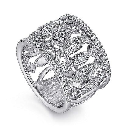 Gabriel & Co. LR51336W45JJ 14K White Gold Wide Open Pattern Diamond Ring