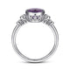 Gabriel & Co. LR51448W45AM 14K White Gold Round Bezel Set Amethyst and Diamond Ring