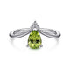 Gabriel & Co. LR51453W45PE 14K White Gold Teardrop Peridot and Diamond Chevron Ring