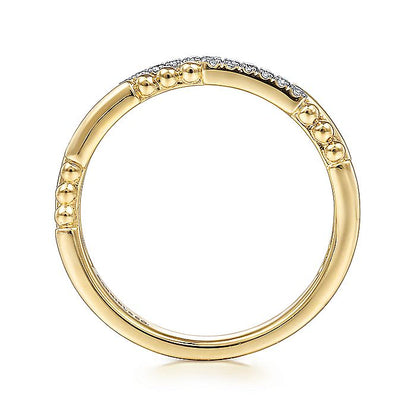 Gabriel & Co. LR51456Y45JJ 14K Yellow Gold Two Row Beaded Diamond Stackable Ring