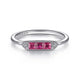 Gabriel & Co. LR51464W45RA 14K White Gold Diamond and Trio Princess Cut Ruby Ladies Ring