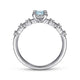 Gabriel & Co. LR51467W45AQ 14K White Gold Round Aquamarine and Diamond Halo Ring