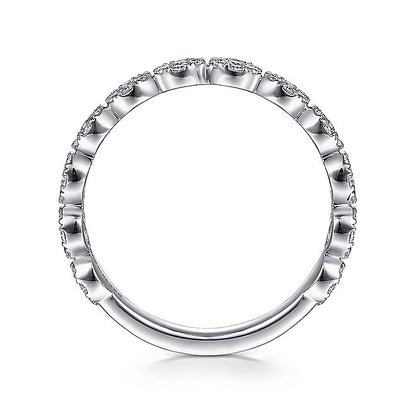 Gabriel & Co. LR51478W45JJ 14K White Gold Round Diamond Pavé Cluster Ring